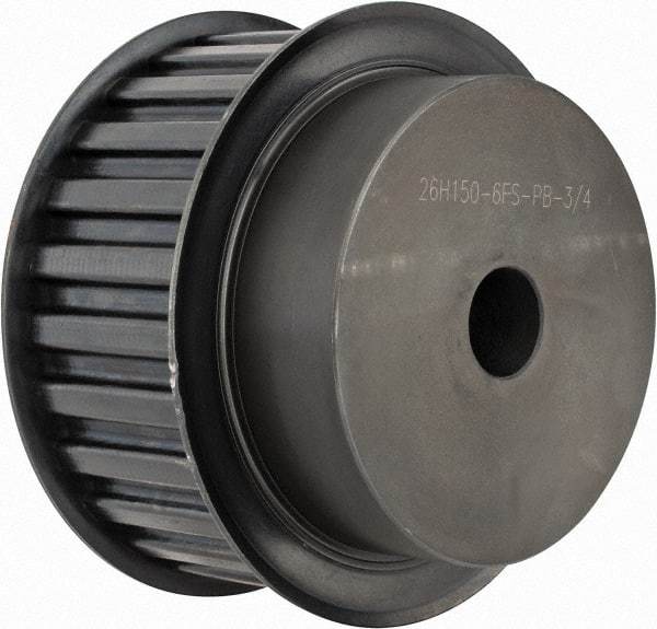 Power Drive - 26 Tooth, 3/4" Inside x 4.084" Outside Diam, Timing Belt Pulley - 1-1/2" Belt Width, 4.138" Pitch Diam, Steel & Cast Iron - Exact Tool & Supply