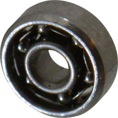 Value Collection - 0.04" Bore Diam, 1/8" OD, Open Miniature Radial Ball Bearing - 3/64" Wide, 1 Row, Round Bore, 6 Lb Static Capacity, 22 Lb Dynamic Capacity - Exact Tool & Supply