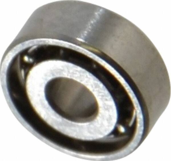 Value Collection - 5/64" Bore Diam, 1/4" OD, Open Miniature Radial Ball Bearing - 3/32" Wide, 1 Row, Round Bore, 23 Lb Static Capacity, 70 Lb Dynamic Capacity - Exact Tool & Supply