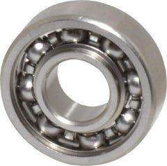 Value Collection - 3/32" Bore Diam, 5/16" OD, Open Miniature Radial Ball Bearing - 7/64" Wide, 1 Row, Round Bore, 40 Lb Static Capacity, 124 Lb Dynamic Capacity - Exact Tool & Supply