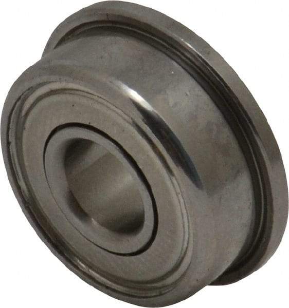 Value Collection - 1/8" Bore Diam, 3/8" OD, Double Shield Miniature Radial Ball Bearing - 5/32" Wide, With Flange, 1 Row, Round Bore, 49 Lb Static Capacity, 144 Lb Dynamic Capacity - Exact Tool & Supply