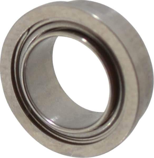 Value Collection - 1/4" Bore Diam, 3/8" OD, Double Shield Miniature Radial Ball Bearing - 1/8" Wide, With Flange, 1 Row, Round Bore, 33 Lb Static Capacity, 84 Lb Dynamic Capacity - Exact Tool & Supply