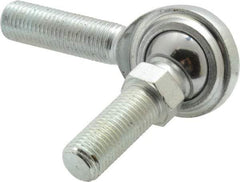 Made in USA - 7/16" ID, 1-1/8" Max OD, 6,402 Lb Max Static Cap, Male Spherical Rod End with Stud - 7/16-20 RH, Steel with Steel Raceway - Exact Tool & Supply