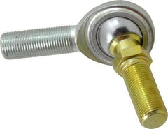 Made in USA - 5/8" ID, 1-1/2" Max OD, 9,813 Lb Max Static Cap, Male Spherical Rod End with Stud - 5/8-18 RH, Steel with Steel Raceway - Exact Tool & Supply