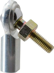 Made in USA - 3/16" ID, 5/8" Max OD, 1,210 Lb Max Static Cap, Female Spherical Rod End with Stud - 10-32 RH, Steel with Steel Raceway - Exact Tool & Supply