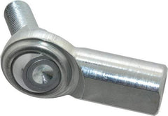 Made in USA - 7/16" ID, 1-1/8" Max OD, 6,402 Lb Max Static Cap, Female Spherical Rod End with Stud - 7/16-20 RH, Steel with Steel Raceway - Exact Tool & Supply