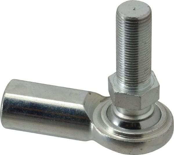 Made in USA - 3/4" ID, 1-3/4" Max OD, 14,290 Lb Max Static Cap, Female Spherical Rod End with Stud - 3/4-16 RH, Steel with Steel Raceway - Exact Tool & Supply