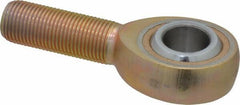 Made in USA - 5/8" ID, 1-1/2" Max OD, 7,400 Lb Max Static Cap, Plain Male Spherical Rod End - 5/8-18 RH, Steel with Bronze Raceway - Exact Tool & Supply