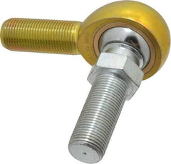 Made in USA - 3/4" ID, 1-3/4" Max OD, 11,550 Lb Max Static Cap, Male Spherical Rod End with Stud - 3/4-16 RH, Steel with Bronze Raceway - Exact Tool & Supply