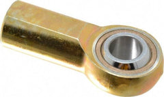 Made in USA - 5/8" ID, 1-1/2" Max OD, 7,400 Lb Max Static Cap, Plain Female Spherical Rod End - 5/8-18 RH, Steel with Bronze Raceway - Exact Tool & Supply
