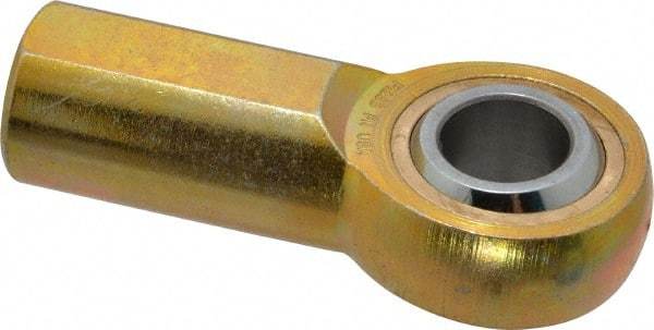 Made in USA - 3/4" ID, 1-3/4" Max OD, 11,550 Lb Max Static Cap, Plain Female Spherical Rod End - 3/4-16 RH, Steel with Bronze Raceway - Exact Tool & Supply
