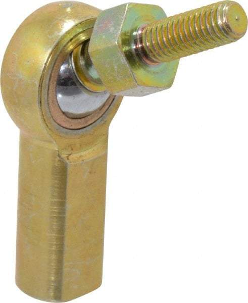 Made in USA - 3/16" ID, 5/8" Max OD, 1,624 Lb Max Static Cap, Female Spherical Rod End with Stud - 10-32 RH, Steel with Bronze Raceway - Exact Tool & Supply