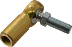 Made in USA - 3/8" ID, 1" Max OD, 3,950 Lb Max Static Cap, Female Spherical Rod End with Stud - 3/8-24 RH, Steel with Bronze Raceway - Exact Tool & Supply