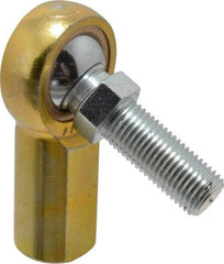 Made in USA - 7/16" ID, 1-1/8" Max OD, 4,300 Lb Max Static Cap, Female Spherical Rod End with Stud - 7/16-20 RH, Steel with Bronze Raceway - Exact Tool & Supply