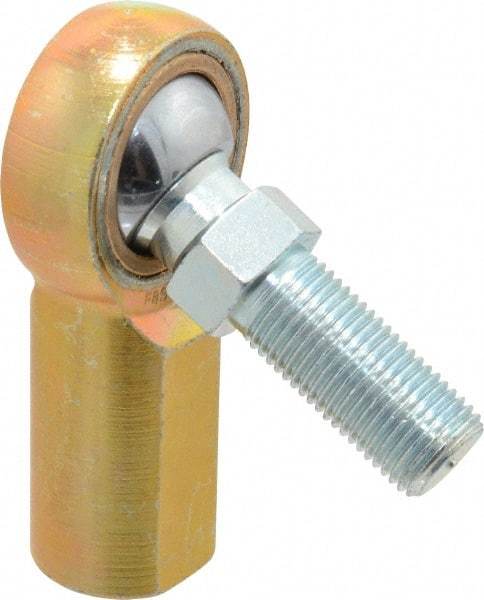 Made in USA - 1/2" ID, 1-5/16" Max OD, 6,700 Lb Max Static Cap, Female Spherical Rod End with Stud - 1/2-20 RH, Steel with Bronze Raceway - Exact Tool & Supply