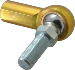 Made in USA - 3/4" ID, 1-3/4" Max OD, 11,550 Lb Max Static Cap, Female Spherical Rod End with Stud - 3/4-16 RH, Steel with Bronze Raceway - Exact Tool & Supply