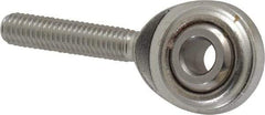Made in USA - 3/16" ID, 5/8" Max OD, 912 Lb Max Static Cap, Plain Male Spherical Rod End - 10-32 RH, Stainless Steel with Stainless Steel Raceway - Exact Tool & Supply