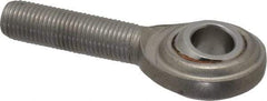 Made in USA - 3/8" ID, 1" Max OD, 3,040 Lb Max Static Cap, Plain Male Spherical Rod End - 3/8-24 RH, Stainless Steel with Stainless Steel Raceway - Exact Tool & Supply