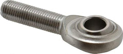 Made in USA - 7/16" ID, 1-1/8" Max OD, 3,780 Lb Max Static Cap, Plain Male Spherical Rod End - 7/16-20 RH, Stainless Steel with Stainless Steel Raceway - Exact Tool & Supply