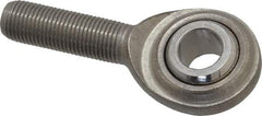 Made in USA - 1/2" ID, 1-5/16" Max OD, 4,700 Lb Max Static Cap, Plain Male Spherical Rod End - 1/2-20 RH, Stainless Steel with Stainless Steel Raceway - Exact Tool & Supply