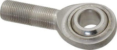 Made in USA - 5/8" ID, 1-1/2" Max OD, 5,860 Lb Max Static Cap, Plain Male Spherical Rod End - 5/8-18 RH, Stainless Steel with Stainless Steel Raceway - Exact Tool & Supply