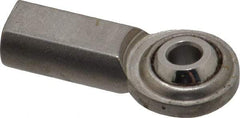 Made in USA - 3/16" ID, 5/8" Max OD, 930 Lb Max Static Cap, Plain Female Spherical Rod End - 10-32 RH, Stainless Steel with Stainless Steel Raceway - Exact Tool & Supply