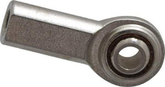 Made in USA - 1/4" ID, 3/4" Max OD, 1,380 Lb Max Static Cap, Plain Female Spherical Rod End - 1/4-28 RH, Stainless Steel with Stainless Steel Raceway - Exact Tool & Supply