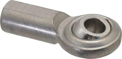 Made in USA - 5/16" ID, 7/8" Max OD, 2,100 Lb Max Static Cap, Plain Female Spherical Rod End - 5/16-24 RH, Stainless Steel with Stainless Steel Raceway - Exact Tool & Supply