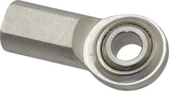 Made in USA - 3/8" ID, 1" Max OD, 3,080 Lb Max Static Cap, Plain Female Spherical Rod End - 3/8-24 RH, Stainless Steel with Stainless Steel Raceway - Exact Tool & Supply