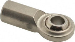 Made in USA - 7/16" ID, 1-1/8" Max OD, 3,790 Lb Max Static Cap, Plain Female Spherical Rod End - 7/16-20 RH, Stainless Steel with Stainless Steel Raceway - Exact Tool & Supply