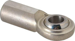 Made in USA - 3/4" ID, 1-3/4" Max OD, 7,520 Lb Max Static Cap, Plain Female Spherical Rod End - 3/4-16 RH, Stainless Steel with Stainless Steel Raceway - Exact Tool & Supply