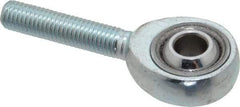 Made in USA - 1/4" ID, 3/4" Max OD, 5,262 Lb Max Static Cap, Plain Male Spherical Rod End - 1/4-28 RH, Alloy Steel with Steel Raceway - Exact Tool & Supply