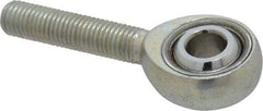 Made in USA - 5/16" ID, 7/8" Max OD, 7,639 Lb Max Static Cap, Plain Male Spherical Rod End - 5/16-24 RH, Alloy Steel with Steel Raceway - Exact Tool & Supply
