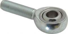 Made in USA - 3/8" ID, 1" Max OD, 9,550 Lb Max Static Cap, Plain Male Spherical Rod End - 3/8-24 RH, Alloy Steel with Steel Raceway - Exact Tool & Supply