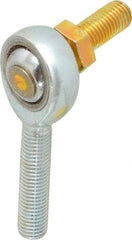 Made in USA - 5/16" ID, 7/8" Max OD, 7,639 Lb Max Static Cap, Male Spherical Rod End with Stud - 5/16-24 RH, Alloy Steel with Steel Raceway - Exact Tool & Supply