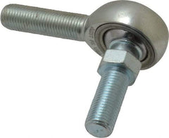 Made in USA - 3/8" ID, 1" Max OD, 9,550 Lb Max Static Cap, Male Spherical Rod End with Stud - 3/8-24 RH, Alloy Steel with Steel Raceway - Exact Tool & Supply