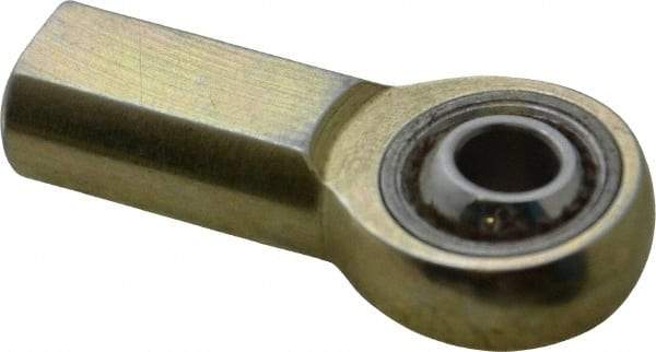Made in USA - 1/4" ID, 3/4" Max OD, 6,195 Lb Max Static Cap, Plain Female Spherical Rod End - 1/4-28 RH, Alloy Steel with Steel Raceway - Exact Tool & Supply