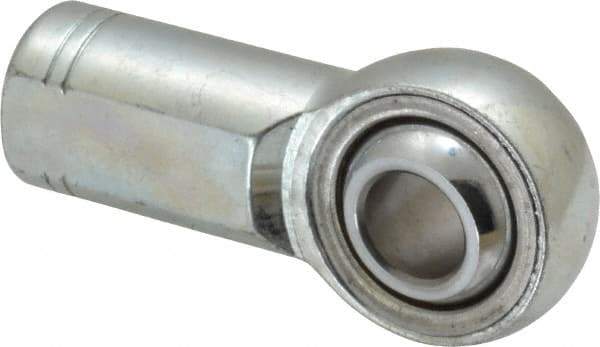 Made in USA - 7/16" ID, 1-1/8" Max OD, 10,290 Lb Max Static Cap, Plain Female Spherical Rod End - 7/16-20 RH, Alloy Steel with Steel Raceway - Exact Tool & Supply