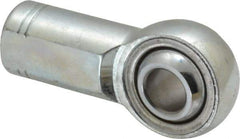 Made in USA - 7/16" ID, 1-1/8" Max OD, 10,290 Lb Max Static Cap, Plain Female Spherical Rod End - 7/16-20 RH, Alloy Steel with Steel Raceway - Exact Tool & Supply