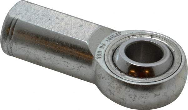 Made in USA - 5/8" ID, 1-1/2" Max OD, 17,959 Lb Max Static Cap, Plain Female Spherical Rod End - 5/8-18 RH, Alloy Steel with Steel Raceway - Exact Tool & Supply