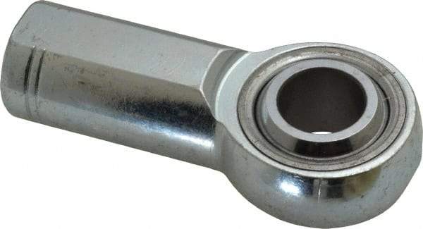 Made in USA - 3/4" ID, 1-3/4" Max OD, 28,090 Lb Max Static Cap, Plain Female Spherical Rod End - 3/4-16 RH, Alloy Steel with Steel Raceway - Exact Tool & Supply