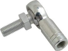 Made in USA - 5/16" ID, 7/8" Max OD, 7,640 Lb Max Static Cap, Female Spherical Rod End with Stud - 5/16-24 RH, Alloy Steel with Steel Raceway - Exact Tool & Supply