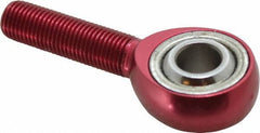 Made in USA - 3/8" ID, 1" Max OD, 4,208 Lb Max Static Cap, Plain Male Spherical Rod End - 3/8-24 RH, Alloy Steel with Steel Raceway - Exact Tool & Supply