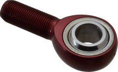 Made in USA - 3/4" ID, 1-3/4" Max OD, 13,319 Lb Max Static Cap, Plain Male Spherical Rod End - 3/4-16 RH, Alloy Steel with Steel Raceway - Exact Tool & Supply
