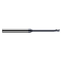 Miniature End Mills - Long Reach, Stub Flute - 0.1250″ (1/8″) Cutter Diameter × 0.1870″ (3/16″) Length of Cut × 0.3750″ (3/8″) Reach Carbide Square End Mill, 3 Flutes, AlTiN Coated - Exact Tool & Supply