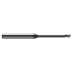 Miniature End Mills - Long Reach, Stub Flute - 0.0620″ (1/16″) Cutter Diameter × 0.0930″ (3/32″) Length of Cut × 0.3120″ (5/16″) Reach Carbide Square End Mill, 3 Flutes, Amorphous Diamond Coated - Exact Tool & Supply