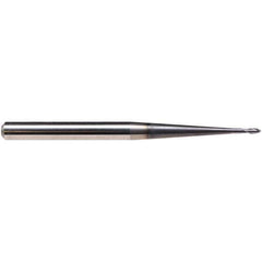 Emuge - 3/32" Diam, 1/8" LOC, 2 Flute Solid Carbide Ball End Mill - TiAlN Finish, Single End, 3-1/2" OAL, 1/4" Shank Diam, Ball Flute - Exact Tool & Supply