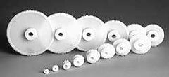Poly Hi Solidur - 8 Pitch, 4" Pitch Diam, 32 Tooth Spur Gear - 1-1/4" Face Width, 3/4" Bore Diam, 3" Hub Diam, Nylon - Exact Tool & Supply
