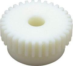 Poly Hi Solidur - 16 Pitch, 2" Pitch Diam, 32 Tooth Spur Gear - 1/2" Face Width, 1/2" Bore Diam, 1-3/4" Hub Diam, Nylon - Exact Tool & Supply