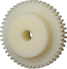 Poly Hi Solidur - 16 Pitch, 3" Pitch Diam, 48 Tooth Spur Gear - 1/2" Face Width, 1/2" Bore Diam, 2" Hub Diam, Nylon - Exact Tool & Supply
